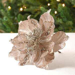 Glimmera Set of 5 Glitter Christmas Stunning Artificial Flowers