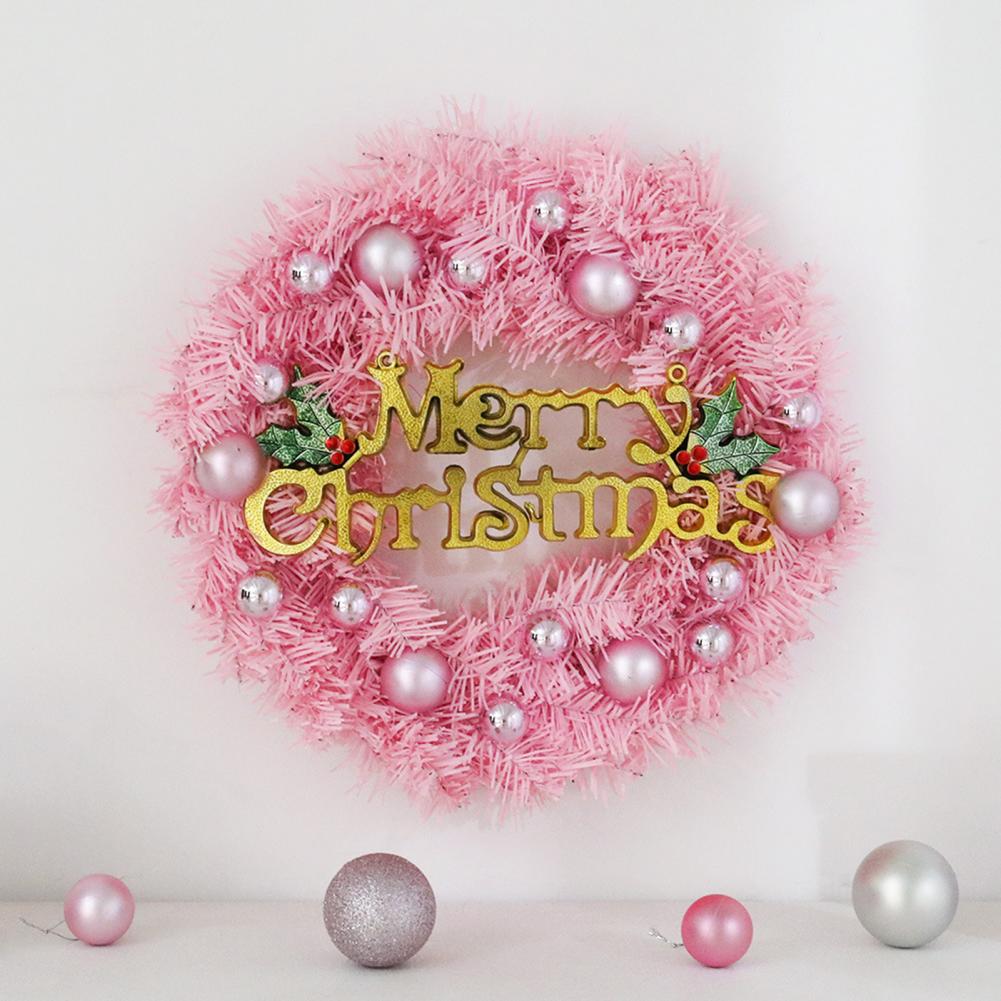 Hoopink 12/16 Inch Pink Christmas Wreath