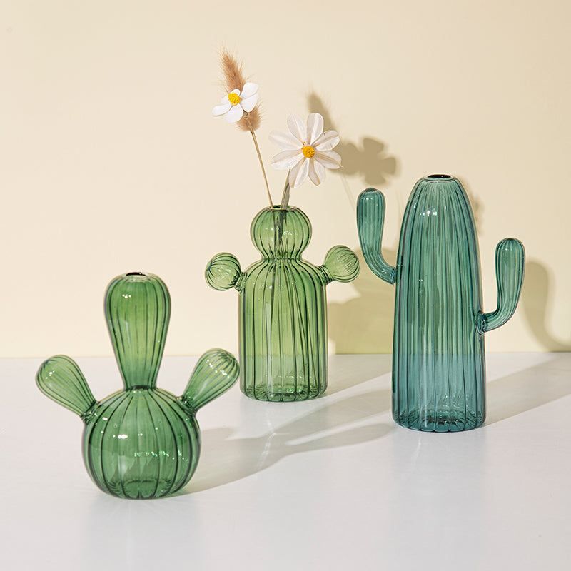 Fungglass Cactus & Mushroom Transparent Glass Vases