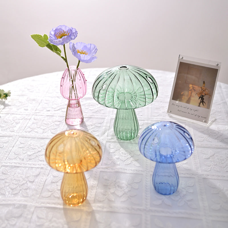 Fungglass Cactus & Mushroom Transparent Glass Vases