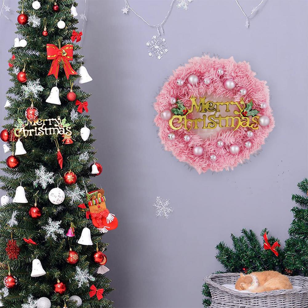 Hoopink 12/16 Inch Pink Christmas Wreath