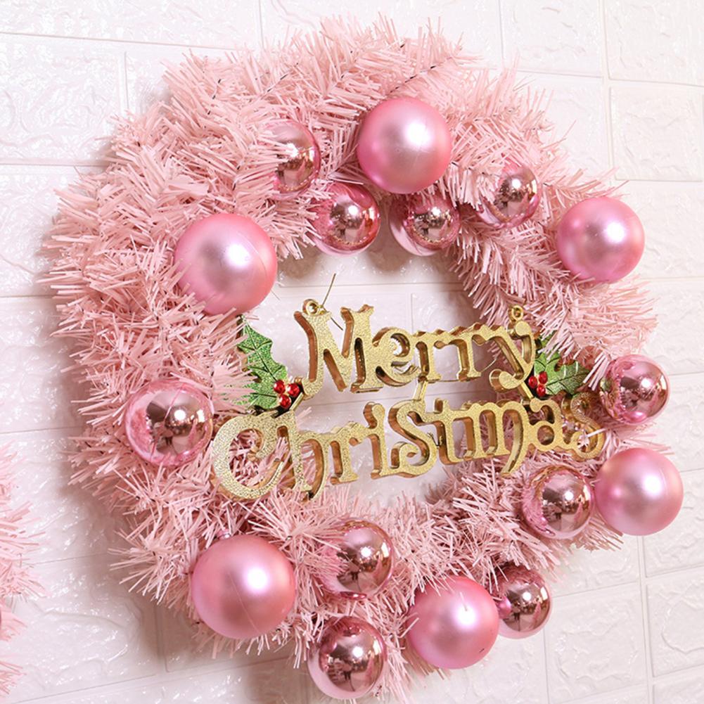 Hoopink 12/16 Inch Pink Christmas Wreath