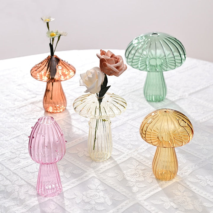 Fungglass Cactus & Mushroom Transparent Glass Vases