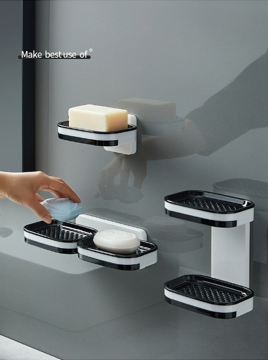 Drainow Adhesive Wall-Mounted Double Drain Soap Box