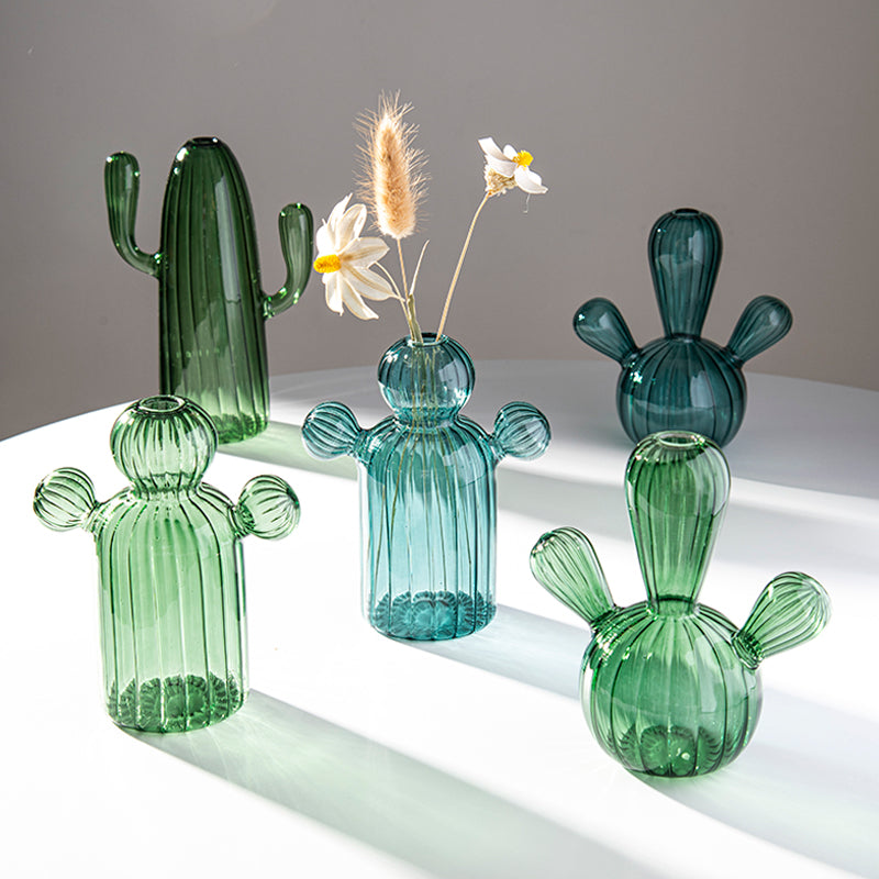 Fungglass Cactus & Mushroom Transparent Glass Vases