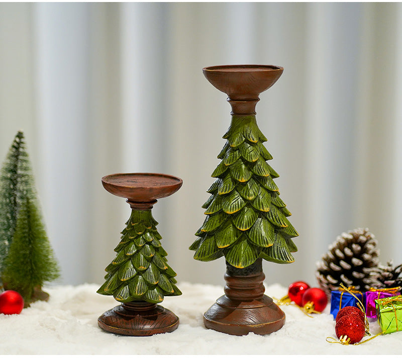 Vintree Vintage Christmas Tree Candlestick Holders - Set of 3