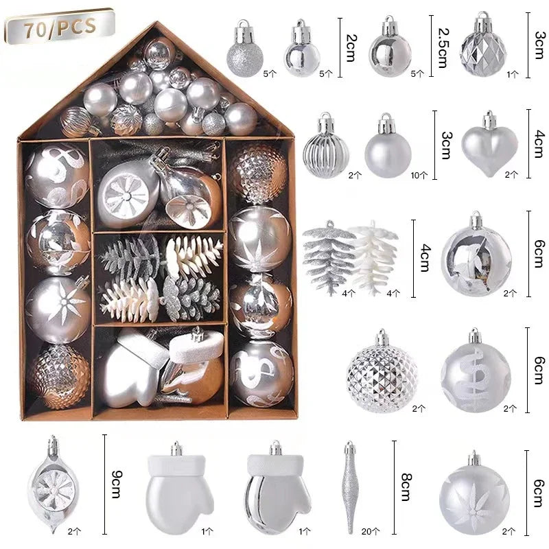 Ornamagic 70-Piece Pack of Colored Christmas Ball Ornaments