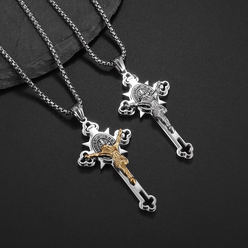 ST. Benedict Protection Cross Pendant Necklace