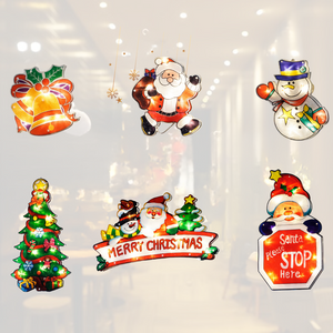 Christmas Window Decoration Light with Suction Cup - Set of 6