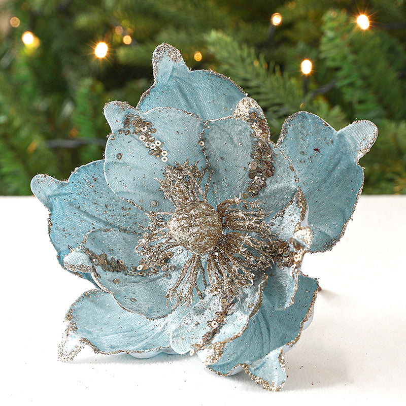 Glimmera Set of 5 Glitter Christmas Stunning Artificial Flowers