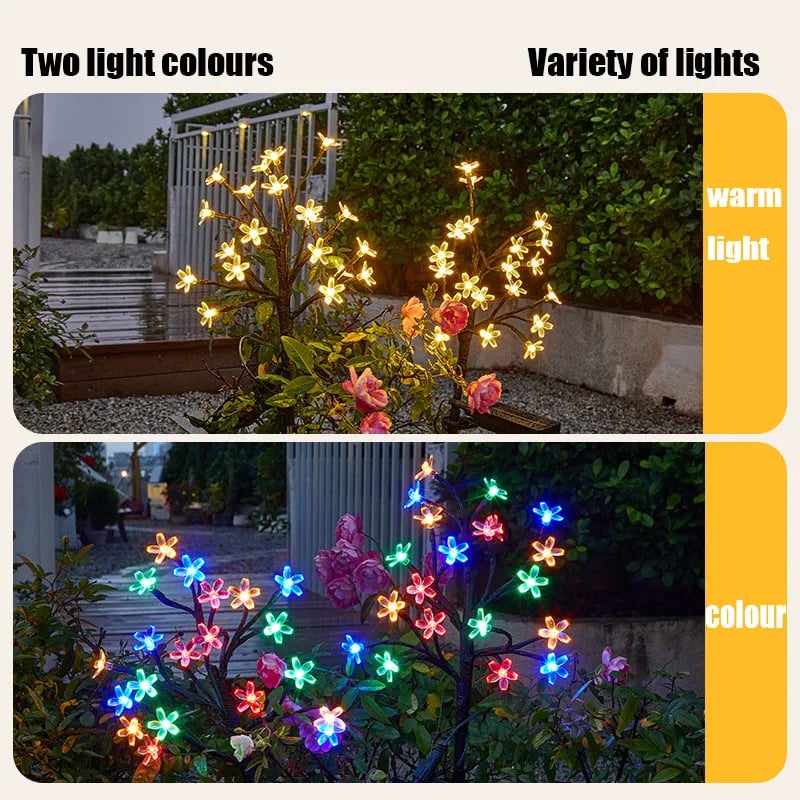 Yardazzle 26-Inch Outdoor Waterproof Multicolor Cherry Blossom Solar Garden Lights - Duo Pack