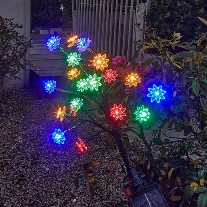 Yardazzle 26-Inch Outdoor Waterproof Multicolor Cherry Blossom Solar Garden Lights - Duo Pack