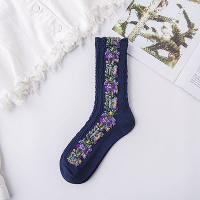 Retroses™ Vintage Embroidered Floral Socks | 5 PAIRS