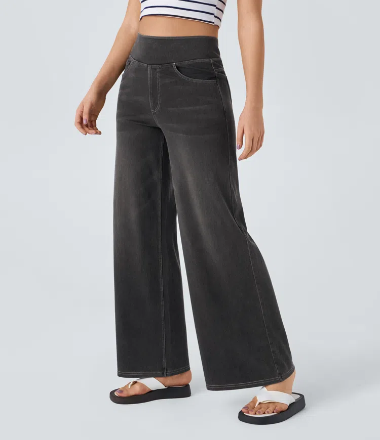 Quinn Super Stretch High-Waisted Wide Leg Jeans