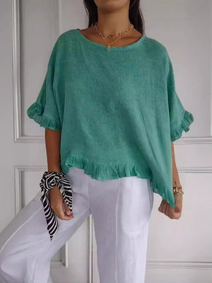 Freya Stylish Ruffled Sleeve T-Shirt for Women