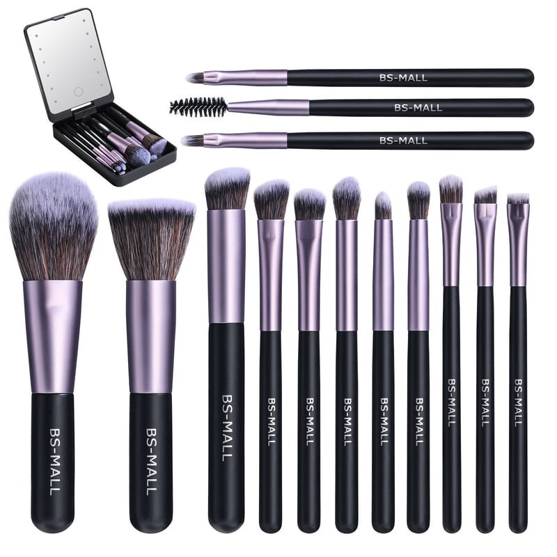 Sparkleve Travel Makeup Brush Set with LED Light Mirror