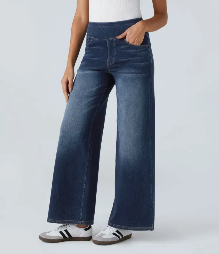 Quinn Super Stretch High-Waisted Wide Leg Jeans