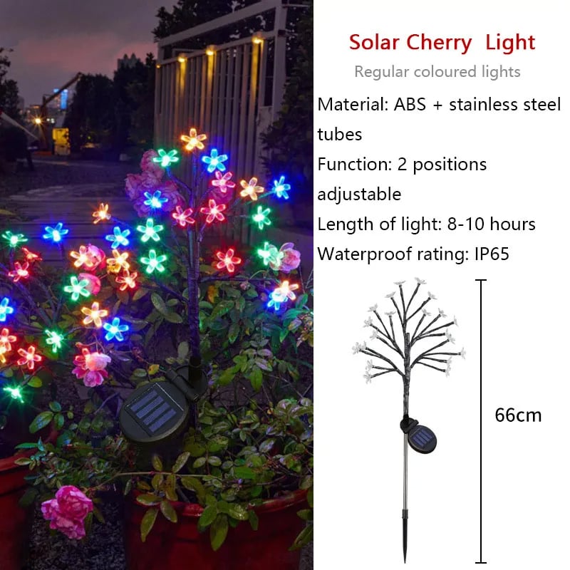 Yardazzle 26-Inch Outdoor Waterproof Multicolor Cherry Blossom Solar Garden Lights - Duo Pack