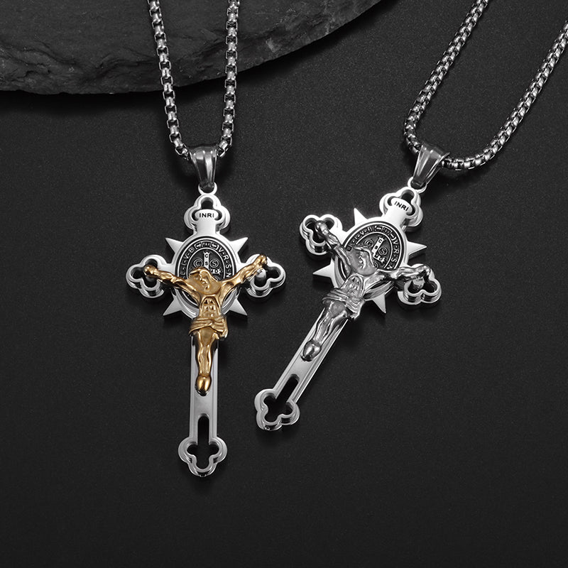 ST. Benedict Protection Cross Pendant Necklace