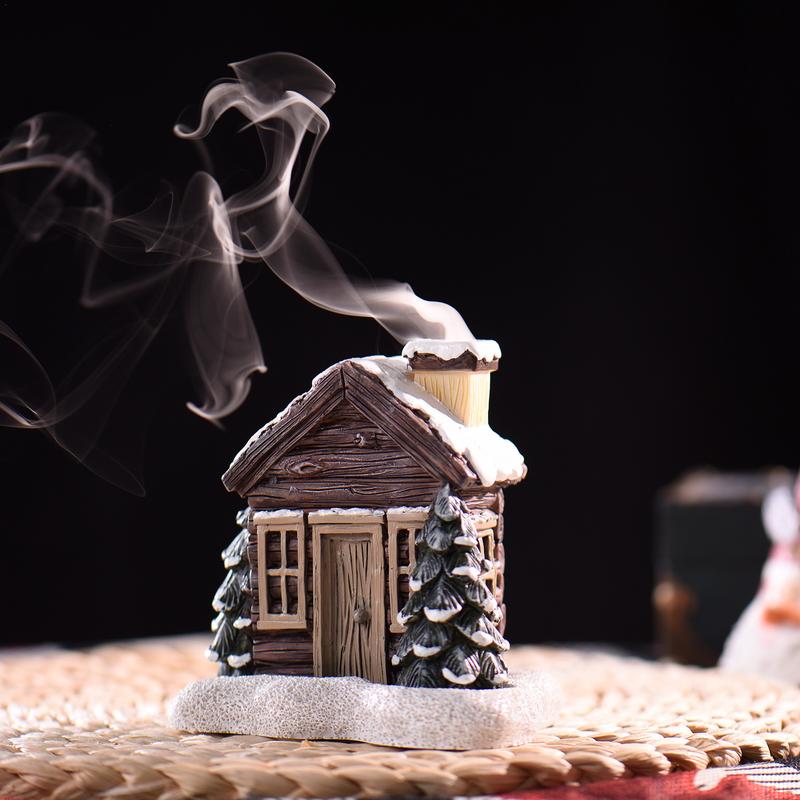 Comfrost™ Snowy Log Cabin Incense Burner | Incl. 2 Incense Cones