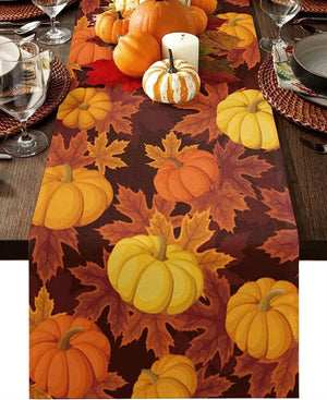 Fallane Autumn Maple Leaves Pumpkin Table Runner