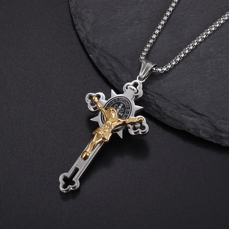 ST. Benedict Protection Cross Pendant Necklace