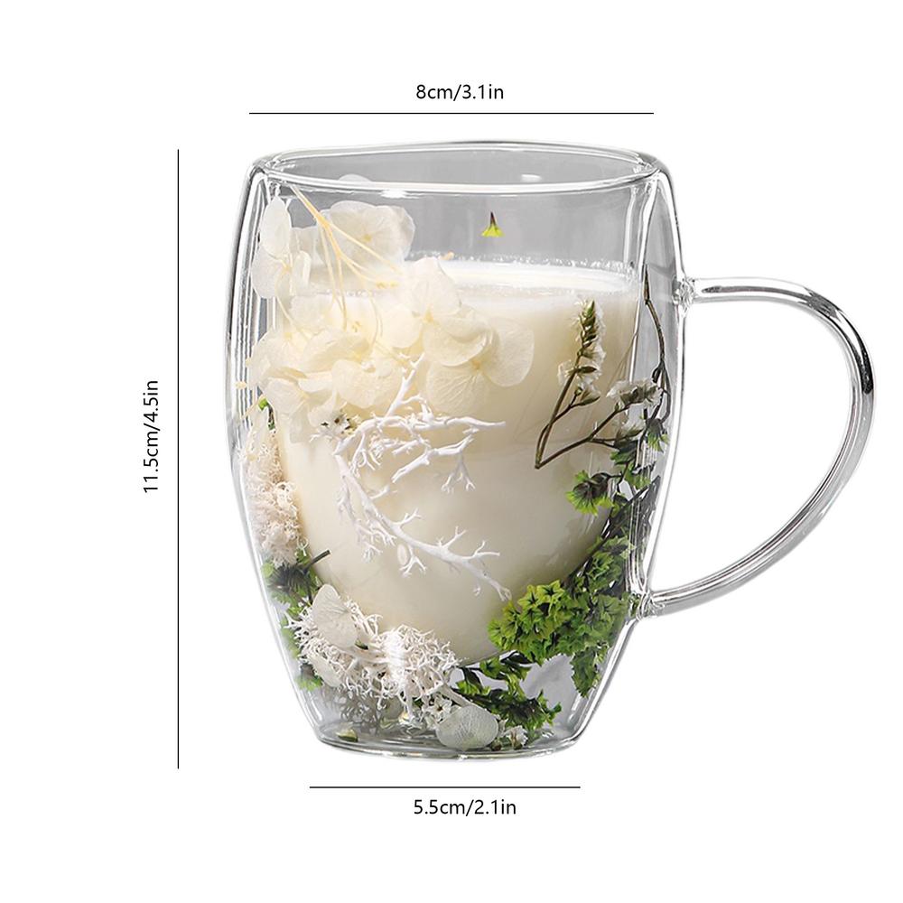 Floramug Double-Layer Glass Coffee Mug with Dried Flowers