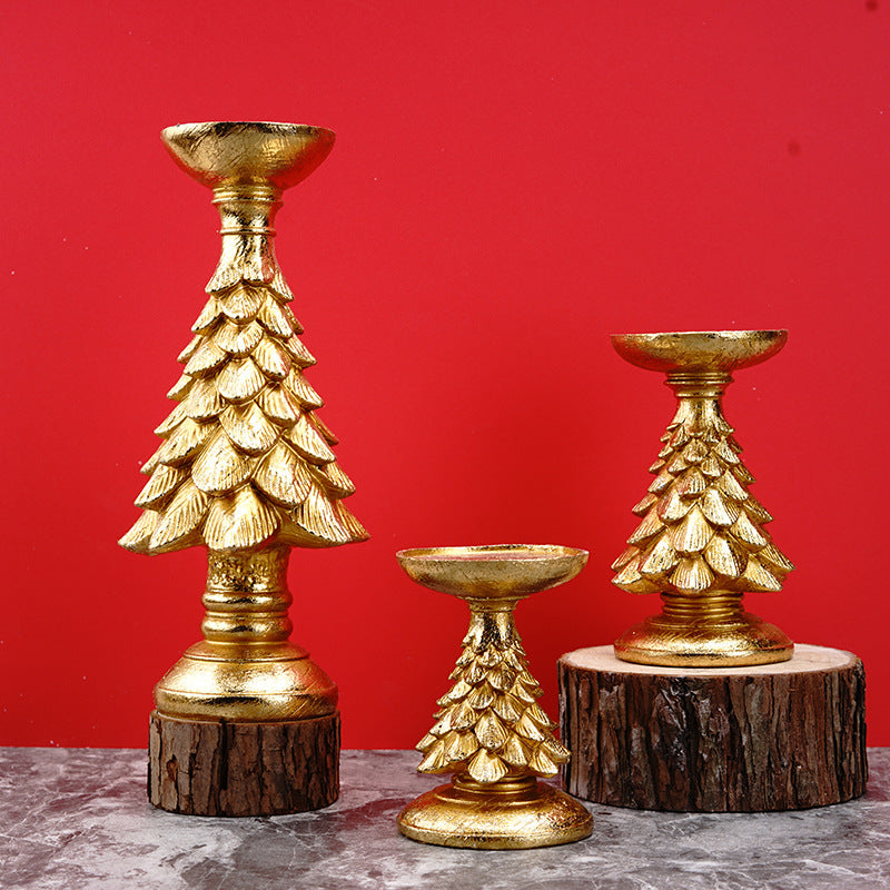 Vintree Vintage Christmas Tree Candlestick Holders - Set of 3