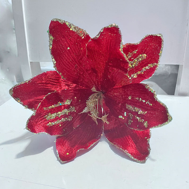 Glimmera Set of 5 Glitter Christmas Stunning Artificial Flowers