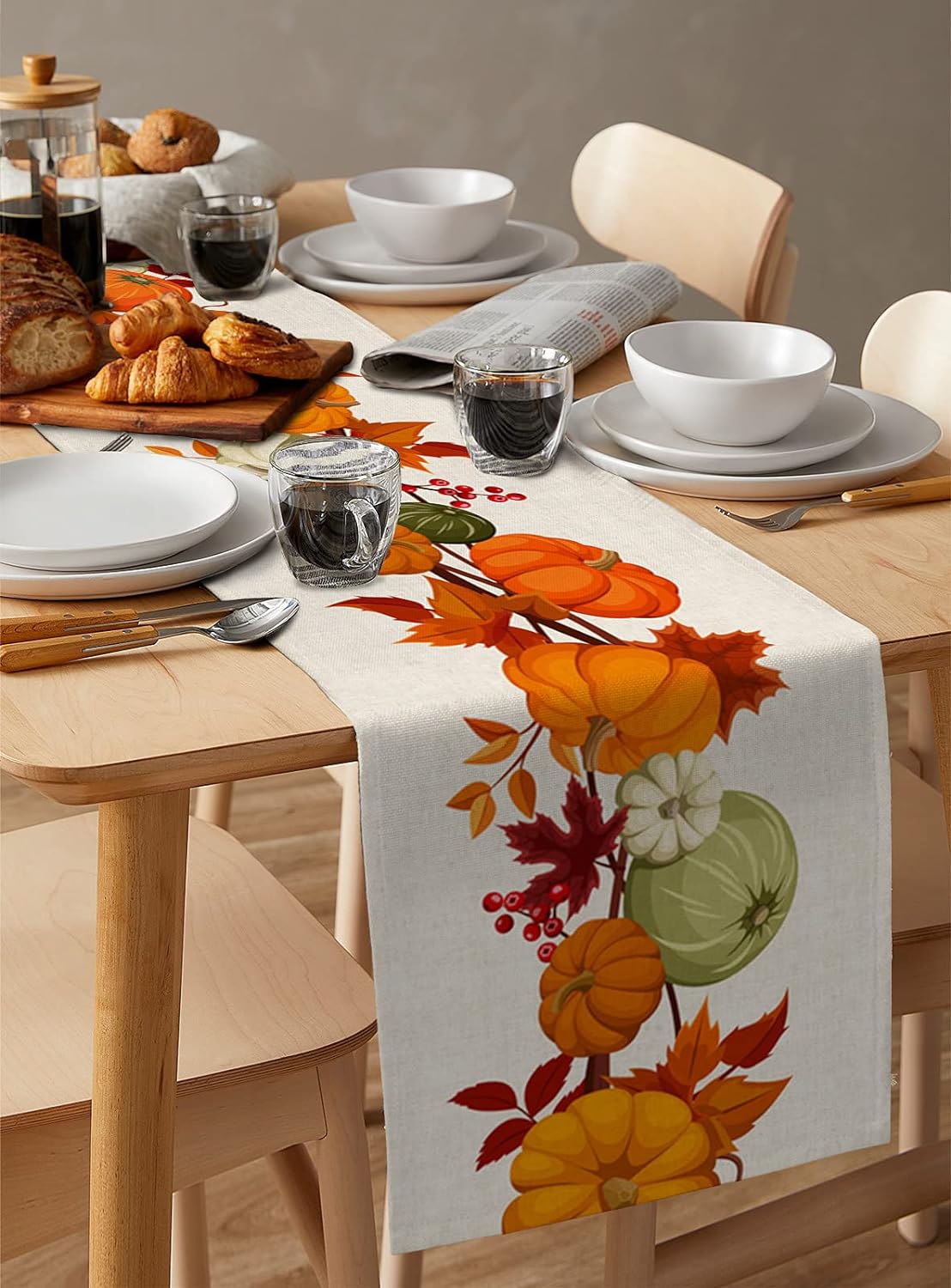 Fallane Autumn Maple Leaves Pumpkin Table Runner