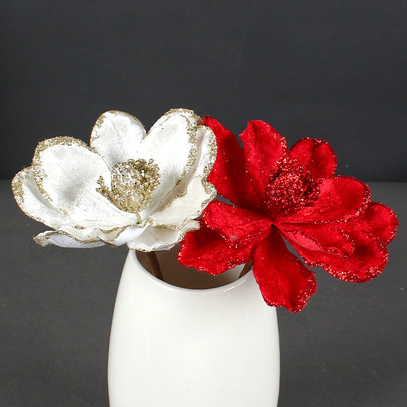 Glimmera Set of 5 Glitter Christmas Stunning Artificial Flowers