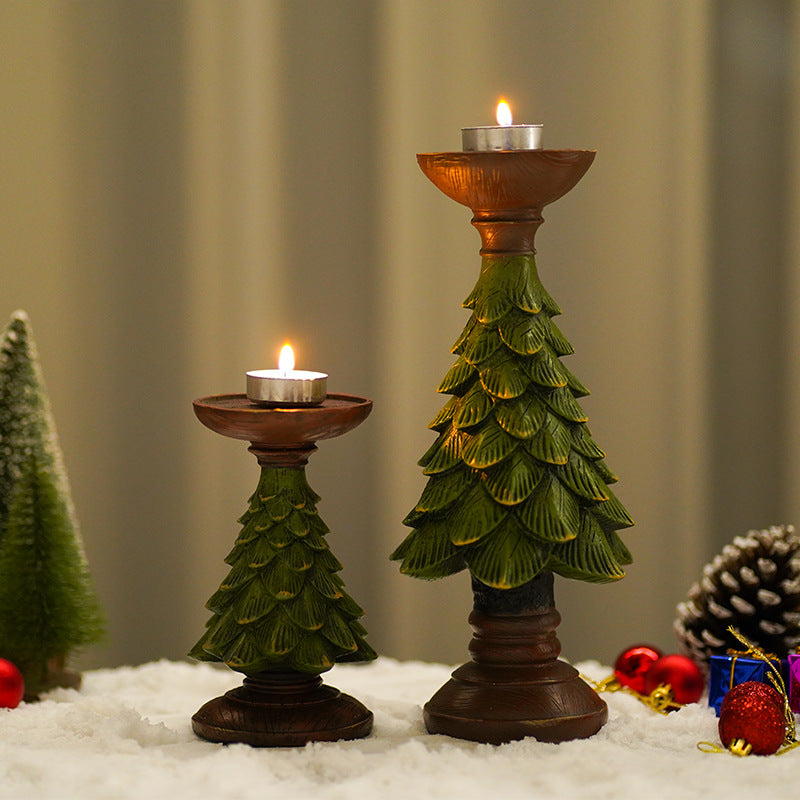 Vintree Vintage Christmas Tree Candlestick Holders - Set of 3