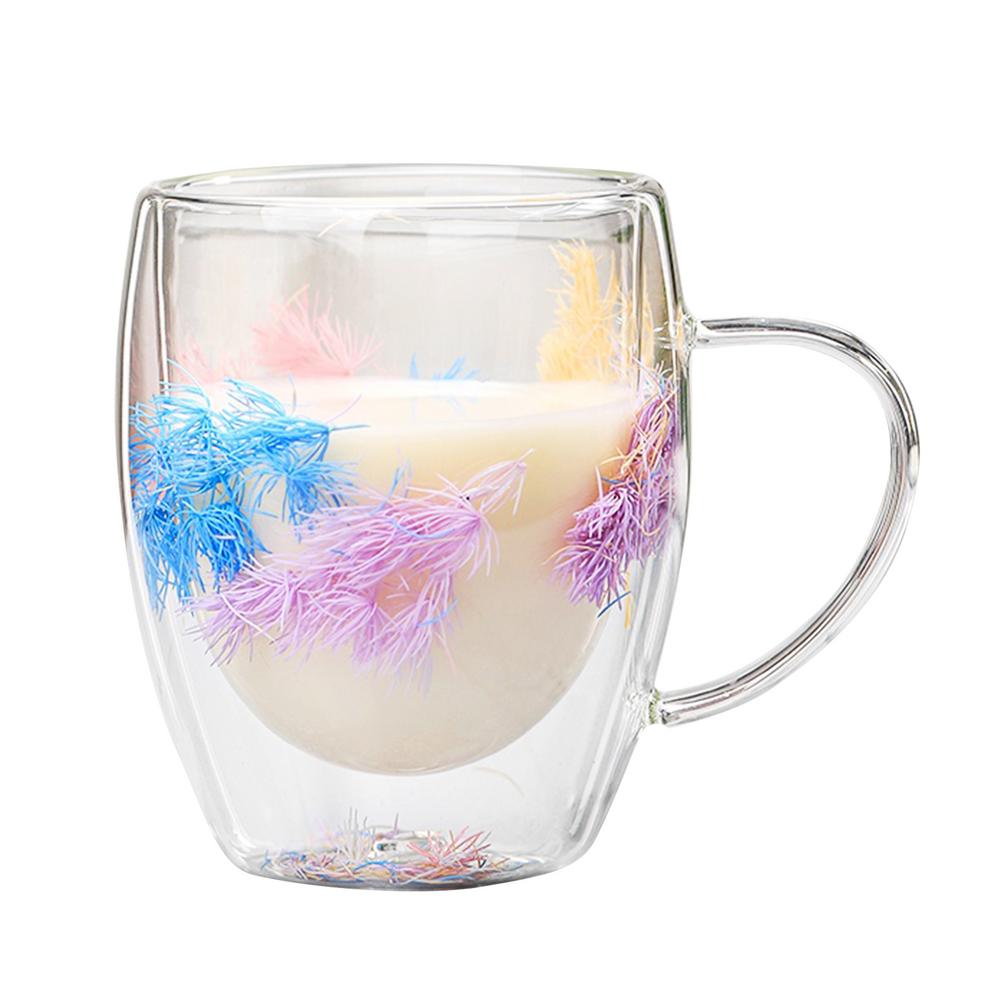 Floramug Double-Layer Glass Coffee Mug with Dried Flowers